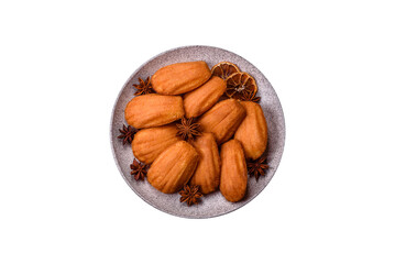 Traditional French madeleine biscuits with nutty flavor