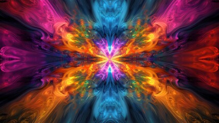 Abstract colorful fractal art with swirling, flowing patterns in vibrant hues.