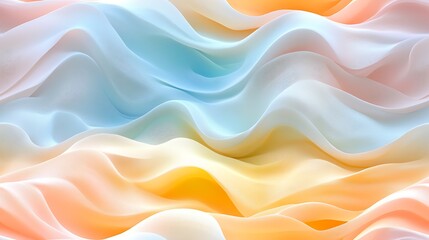 Fototapeta premium Soft pastel waves in shades of pale yellow, light blue, and blush pink,