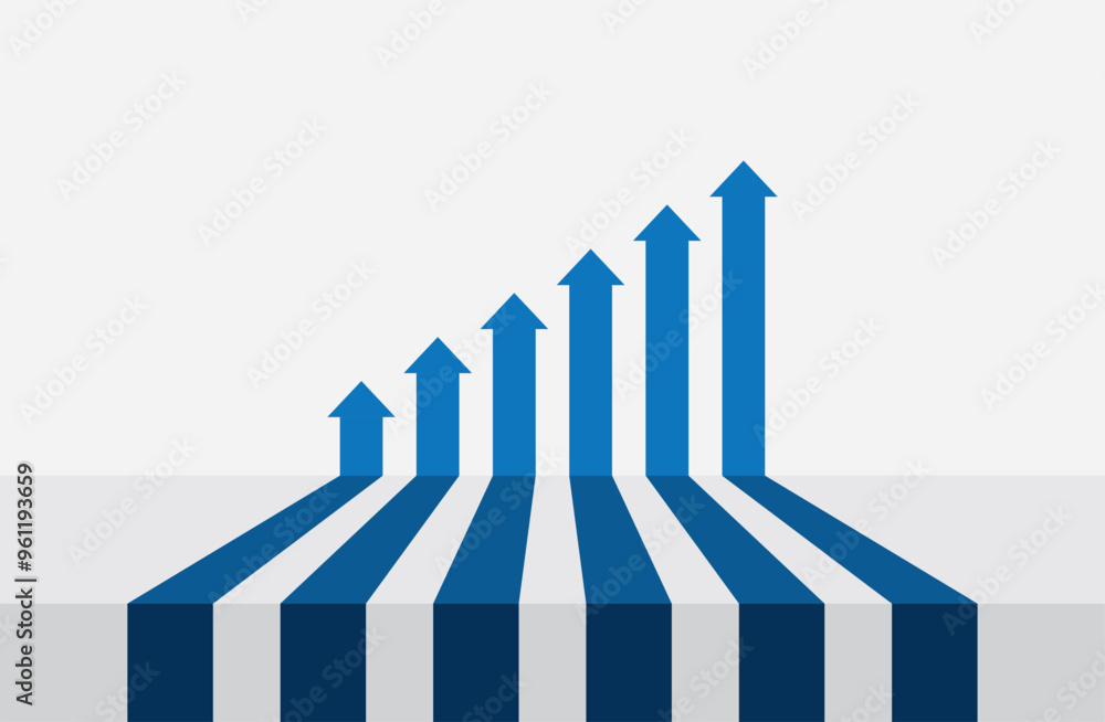 Aufkleber graph with an increase and growth report. diagram with the progress of rise in business. vector illu