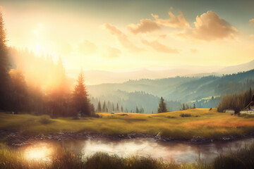 Fototapeta premium Cozy Landscape Background