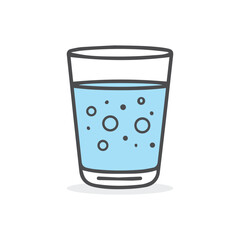 Glass cup water drink icon color and outline white background soft design.