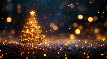 Naklejka premium Dreamy Christmas tree lights, illuminating the festive mood