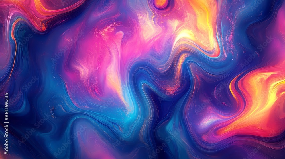 Poster abstract colorful background with flowing, liquid-like patterns.