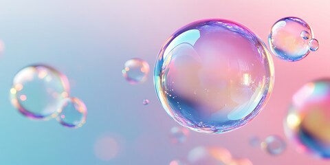 Beautiful Colorful Bubbles Floating in a Dreamy Pastel Background