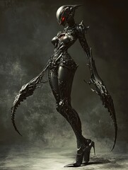  woman demon cyborg. cyberpunk future