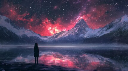 Obraz premium mountains under the night sky