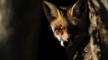 A Curious Fox Peering Through the Trees