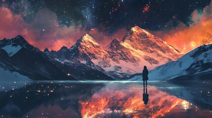 mountains under the night sky