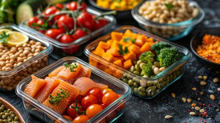 A Colorful Array of Nutritious Meal Prep Ingredients for Healthy Eating and Lifestyle Choices