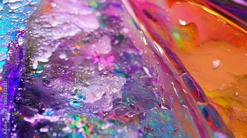 Poster melting ice cubes in colorful trays creating a refreshing and abstract composition, ideal for projec