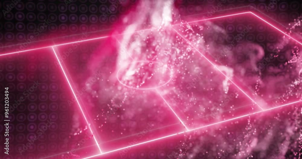 Aufkleber digital animation of soccer field with glowing pink lines and particles