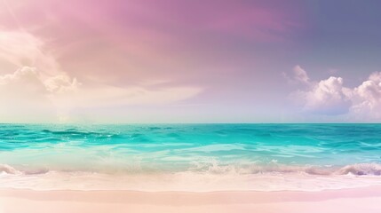 Obraz premium Peaceful Seascape With Turquoise Waters and Pink Clouds
