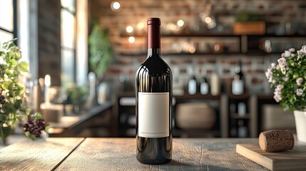 Personalized wine bottle with custom label, festive occasion, 3D illustration