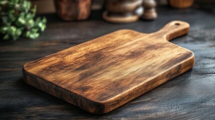 Customized wooden cutting board with engraved message, rustic style, 3D illustration