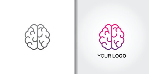 brain technology logo set