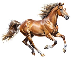 Obraz premium A brown horse running realistic illustration isolated on white background