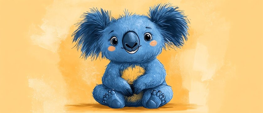 blue stuffed koala illustration with light blue shading on belly
