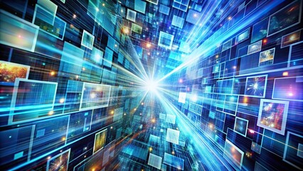 Abstract elements arranged in a tilted angle electronic zoom scheme of success