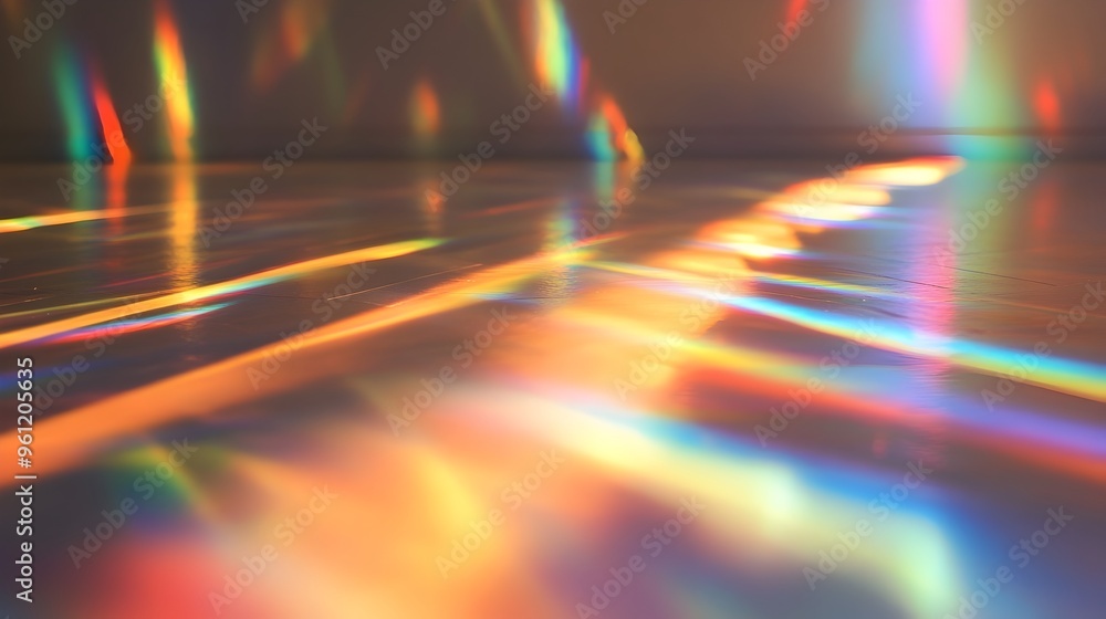 Poster mesmerizing holographic surface reflecting shimmering iridescent rainbow like patterns under captiva