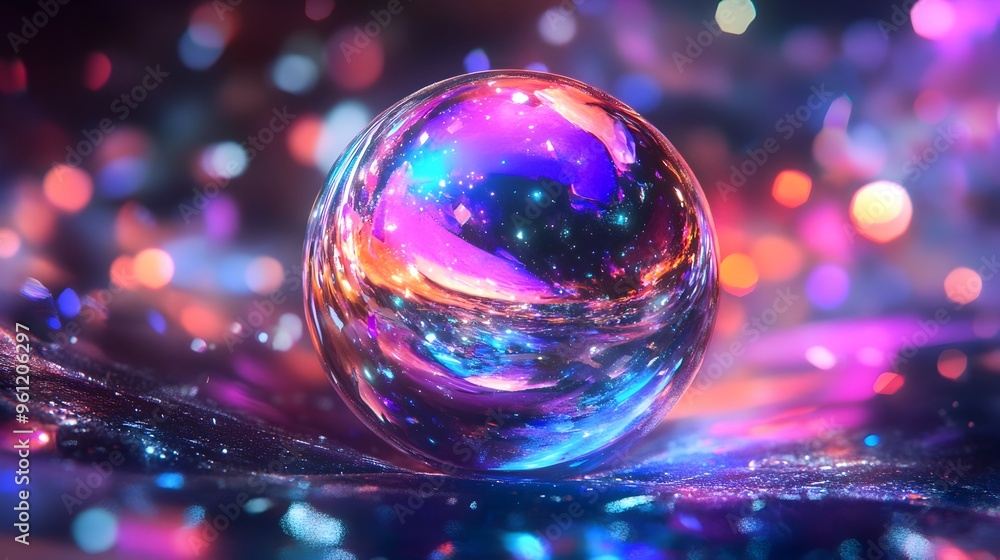Poster holographic 3d object floating in vibrant futuristic space a digital rendering of a surreal glowing 