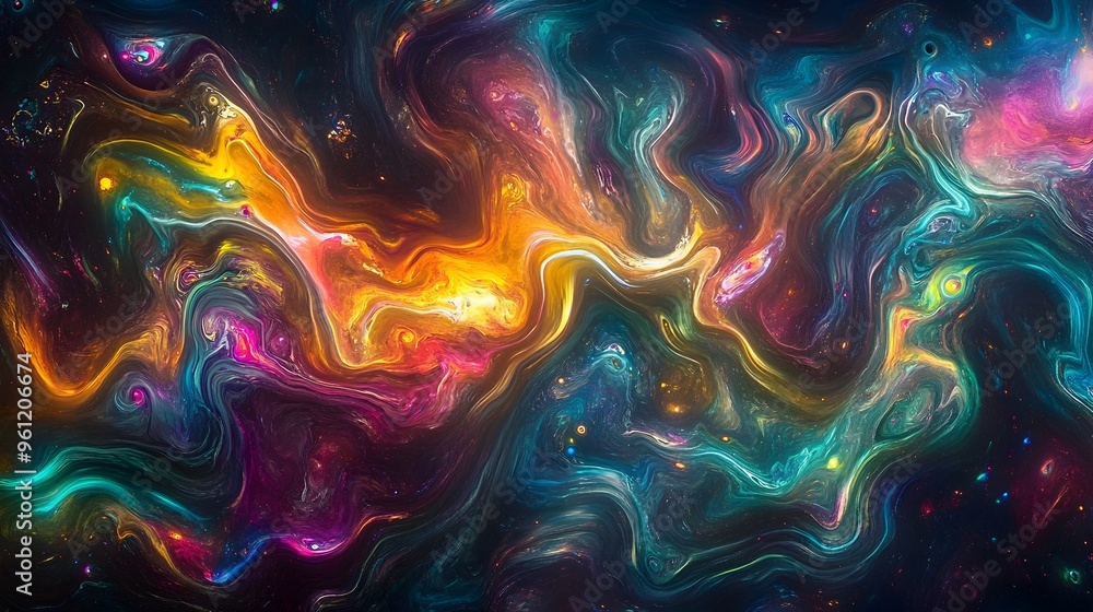 Aufkleber mesmerizing holographic art piece featuring swirling patterns and iridescent colors that create a ca