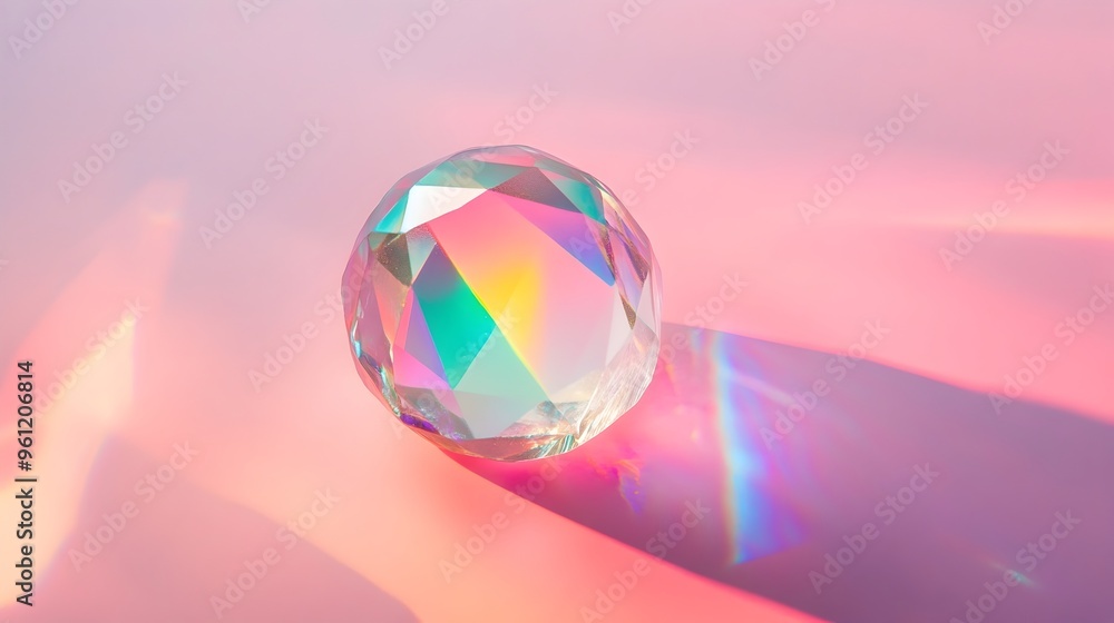 Poster mesmerizing holographic sticker with a dazzling prismatic effect on a minimalist plain background sh