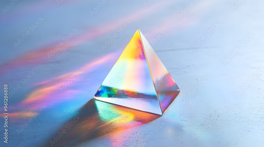 Poster mesmerizing holographic sticker with captivating prismatic effect against a clean minimalist backgro