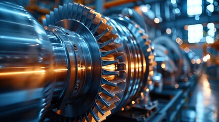 Fototapeta premium A Fascinating Close-Up of Turbines in a Combined Cycle Power Plant Showcasing Engineering Excellence and Technological Precision