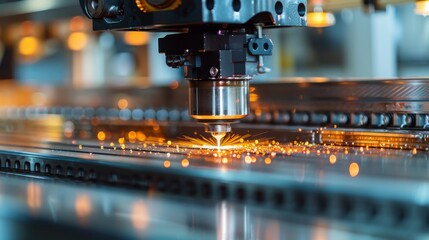 Fototapeta premium Laser Technology Sparks Innovation in Modern Manufacturing Processes