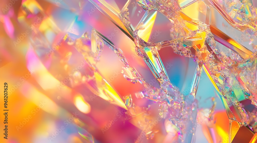 Poster mesmerizing holographic design featuring abstract geometric shapes in a captivating array of shimmer