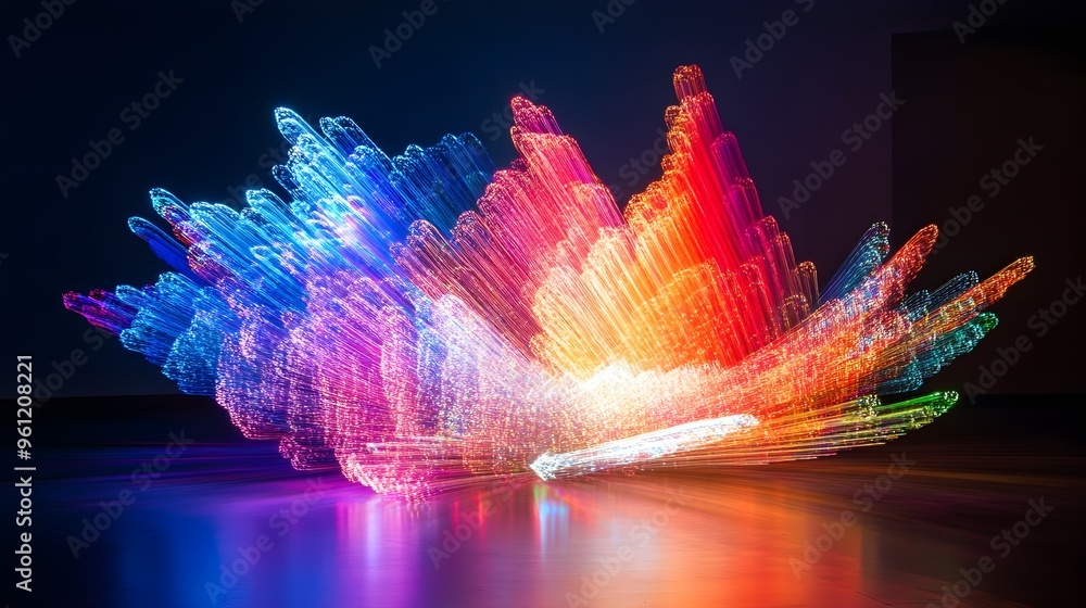 Poster mesmerizing holographic light display with dynamic shifting patterns of vibrant iridescent colors ag