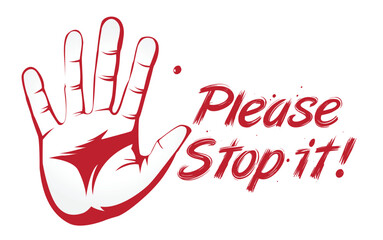 Obraz premium A vector of a bold STOP _ Please Stop hand symbol ideal for signs, branding, or custom T-shirt designs. Easily editable for various creative and promotional uses.