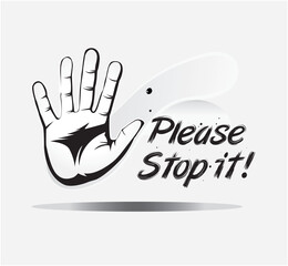 Obraz premium A vector of a bold STOP _ Please Stop hand symbol ideal for signs, branding, or custom T-shirt designs. Easily editable for various creative and promotional uses.