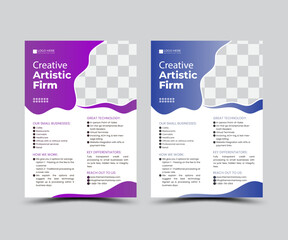 Abstract shape corporate flyer design layout
