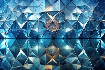 Abstract geometric shapes reflecting in a mirrored surface