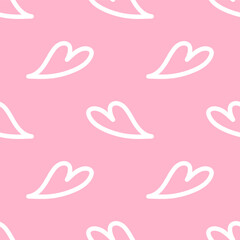 Seamless patterns of Cute hearts cartoon doodle on pink background.