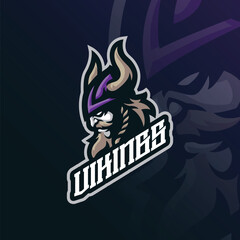 Vikings mascot logo design with modern illustration concept style for badge, emblem and t shirt printing. Vikings head illustration for sport and esport team.