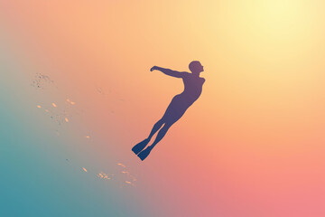 A person is flying through the air with their arms outstretched