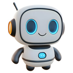 Fototapeta premium Cute cartoon 3D robot isolated on transparent background 