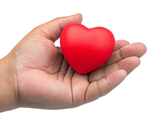 Fototapeta premium Hand holding a red heart symbolizing love, care, and compassion