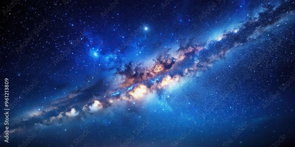 Wall mural abstract image of milky way galaxy with stars on blue background