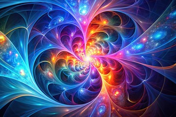 Abstract kinetic energy fractal background with asymmetrical design