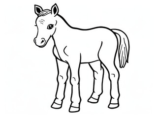 Fototapeta premium Coloring page featuring a cartoon foal isolated on a clean, white background.