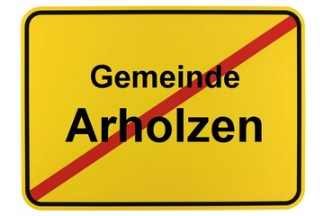 Illustration eines Ortsausgangsschildes der Gemeinde Arholzen in Niedersachsen
