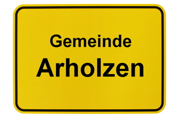 Illustration eines Ortsausgangsschildes der Gemeinde Arholzen in Niedersachsen