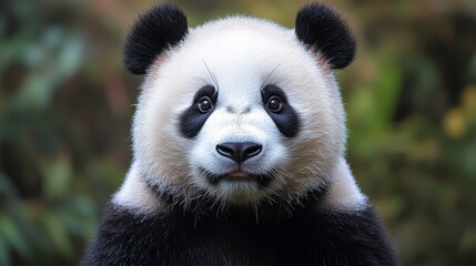 Fototapeta premium 3D panda with a soft pastel background on the right, depicting its gentle and playful nature in a zoo, style of