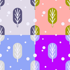 Seamless pattern of 4 leaf designs representing different seasons.