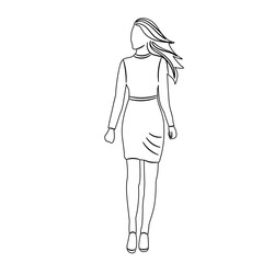 woman walking sketch vector on white background