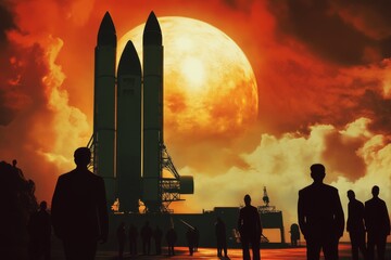 World Space Week. Illustration about space with a rocket. The spaceship flies through time and space to new unknown worlds. Book illustration for science fiction or fantasy. Future space exploration.